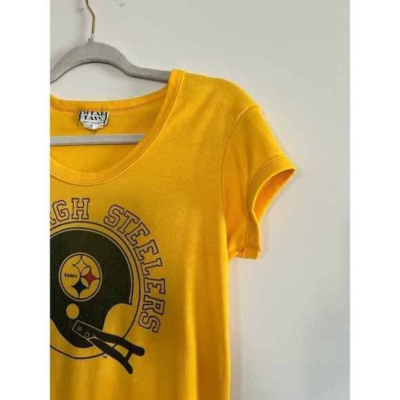 Vintage Women’s Pittburgh Steelers Long Pajama Shirt Size Small Yellow - Picture 7 of 7